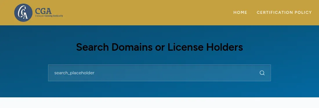 El buscador de certificados de la Curaçao Gaming Authority en cert.cga.cw